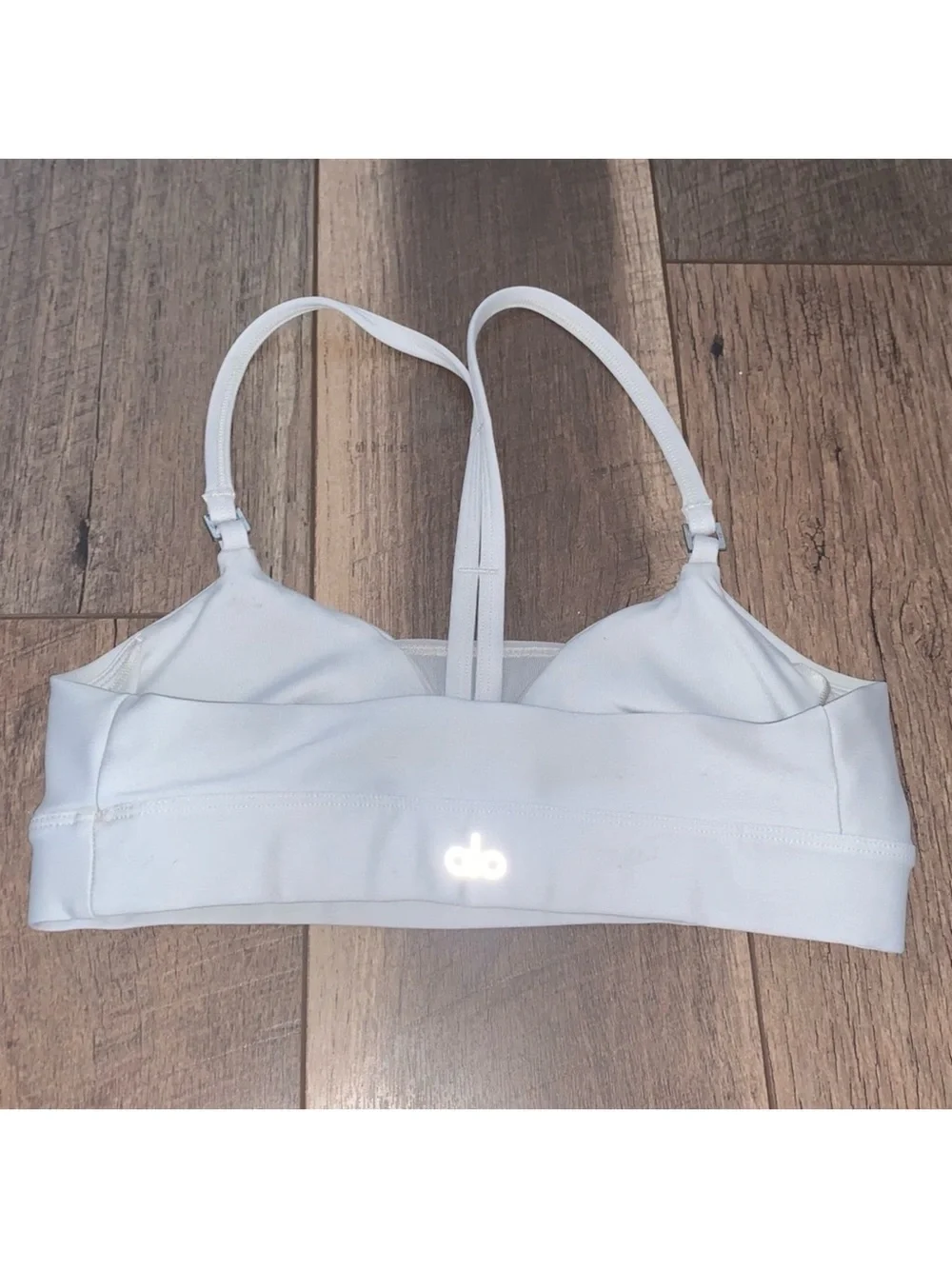 ALO Yoga Ivory Mesh-Detail Sports Bra